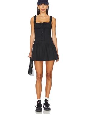 Lioness Heart Shaped Mini Dress in Onyx